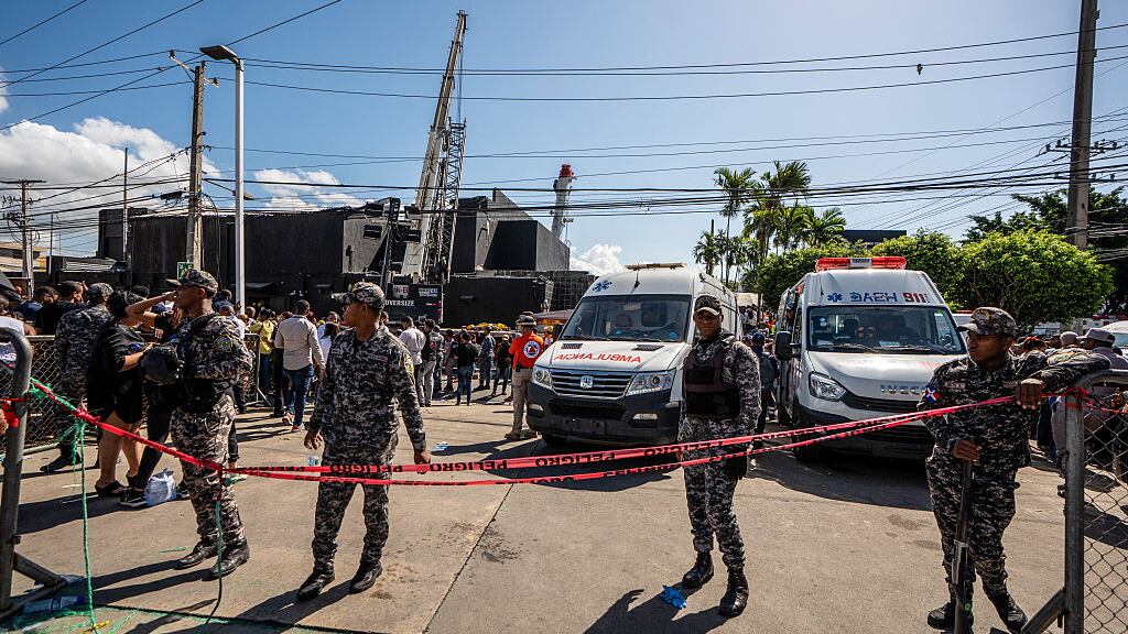 National Police members stand guard outside of the Jet Set nightclub