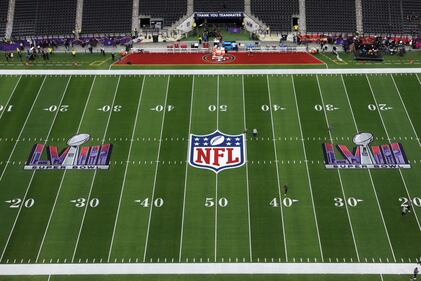 LAS VEGAS, NEVADA - FEBRUARY 11: A general view of the field before Super Bowl LVIII between the San Francisco 49ers and the Kansas City Chiefs at Allegiant Stadium on February 11, 2024 in Las Vegas, Nevada. (Photo by Rob Carr/Getty Images)