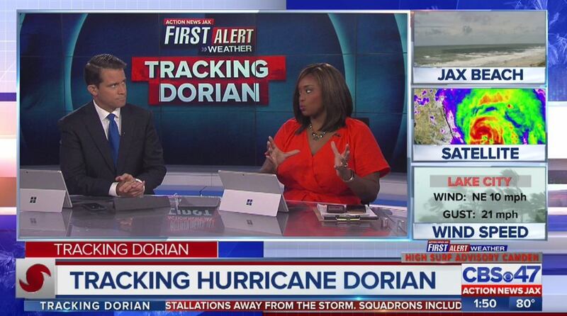 John Bachman and Tenikka Hughes cover Hurricane Dorian in 2019.