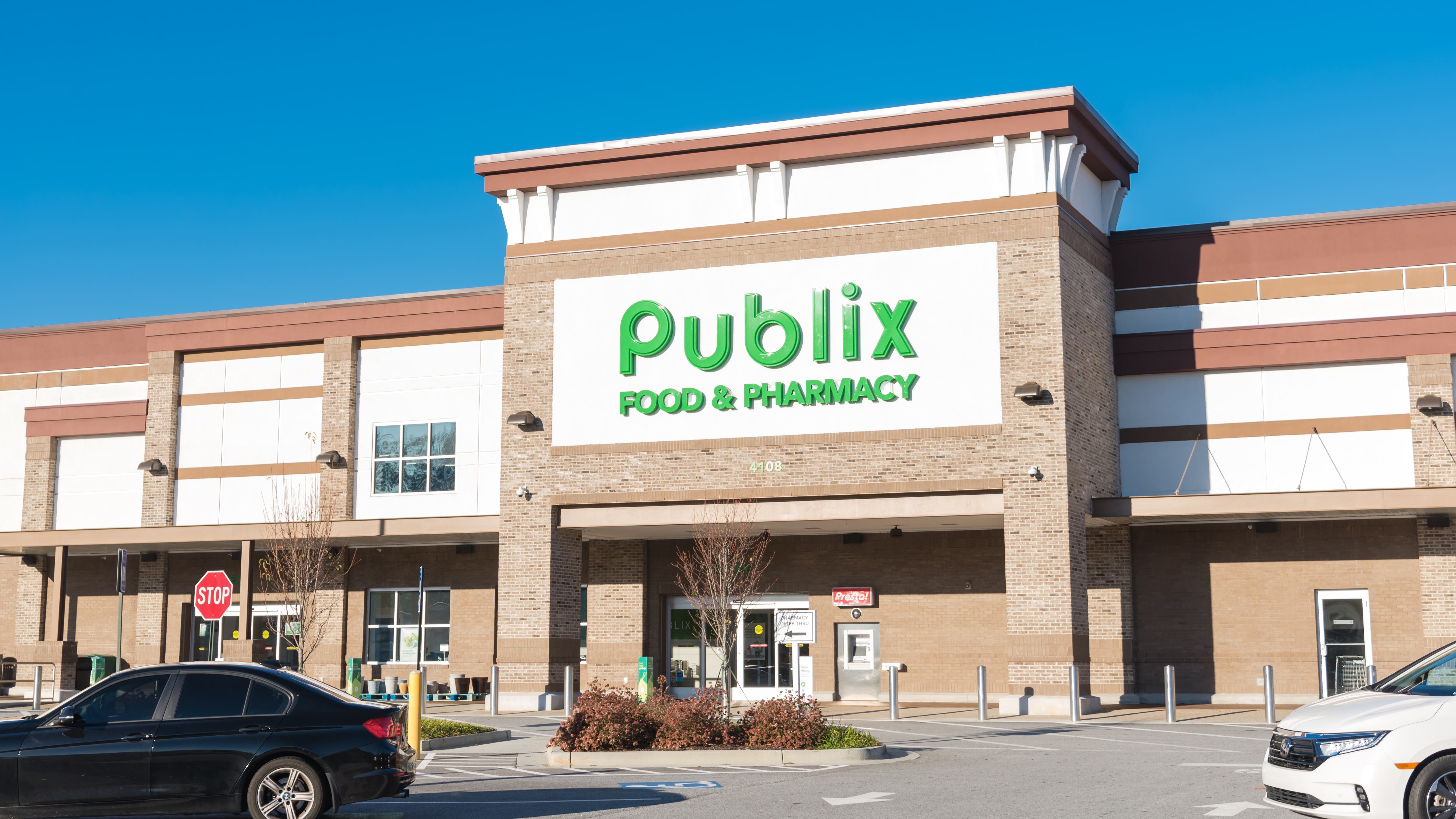 Entrance to Publix Food & Pharmacy, a well-known employee-owned American supermarket chain private corporation headquartered in Lakeland, Florida