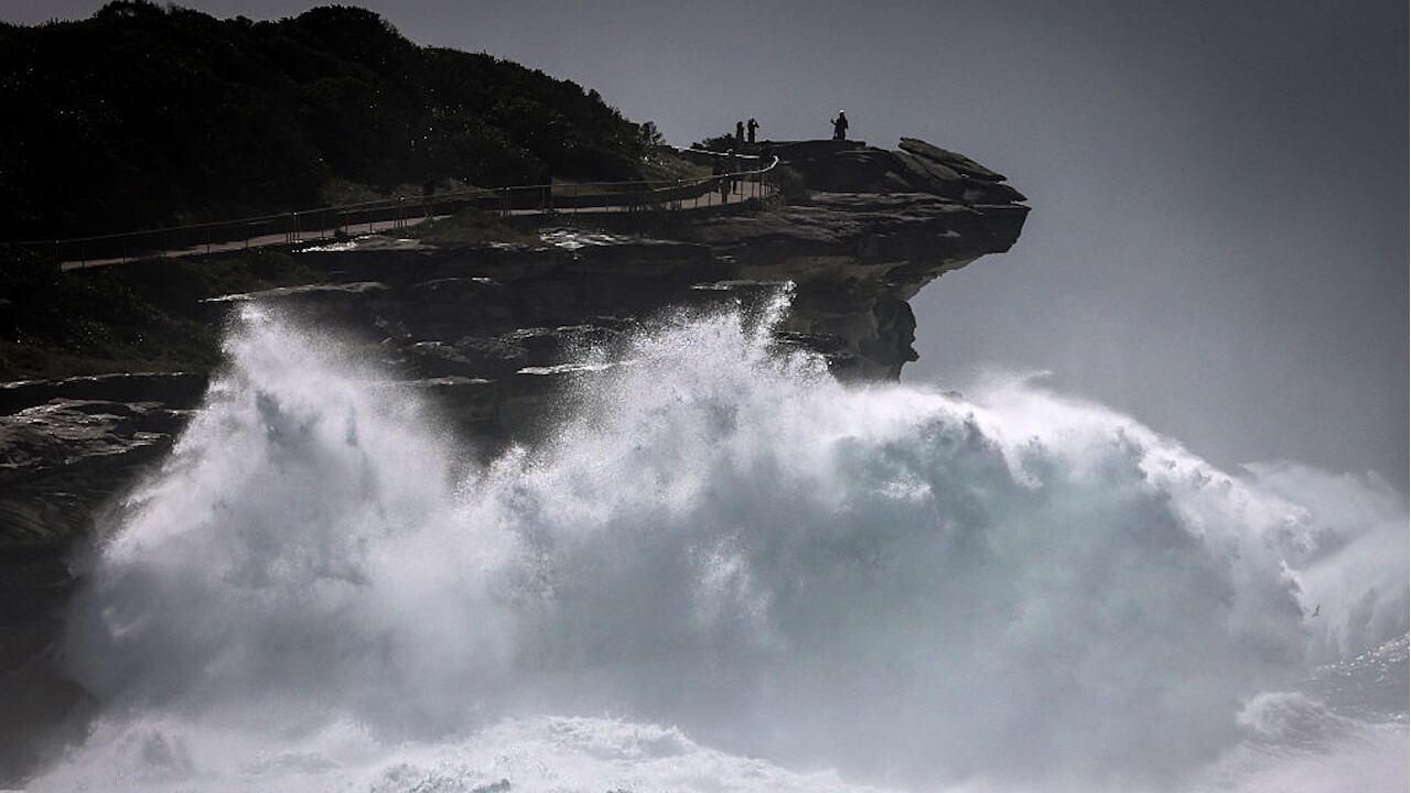 Waves reached up to 18 feet high as they smashed into the coast.
