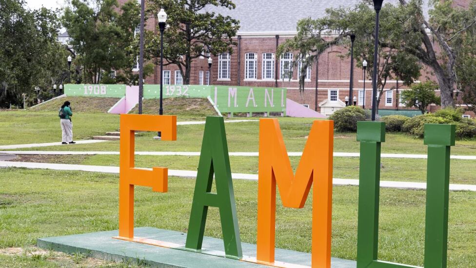 FILE - The Florida A&M University campus is seen in Tallahassee, Fla., on June 6, 2024. The university voted Tuesday, July 23, on an interim leader, after the school's president announced that he intends to resign. (AP Photo/Mark Wallheiser, File)