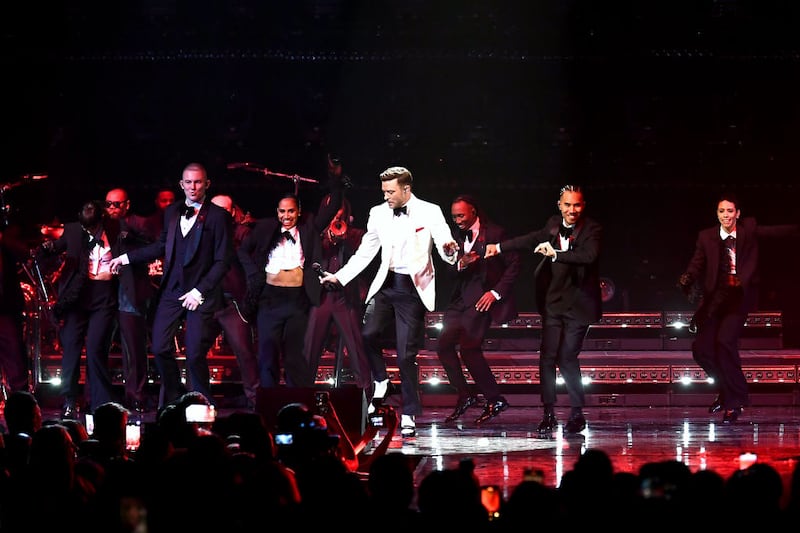 LAS VEGAS, NEVADA - DECEMBER 13: Justin Timberlake performs onstage during the Fontainebleau Las Vegas Star-Studded Grand Opening Celebration on December 13, 2023 in Las Vegas, Nevada. (Photo by Bryan Steffy/Getty Images for Fontainebleau Las Vegas)