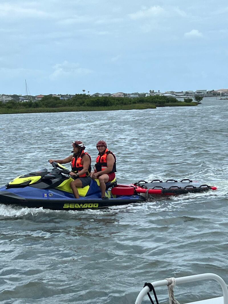 SJCFR Watercraft 9 was the first on scene a located 2 boaters in the water.