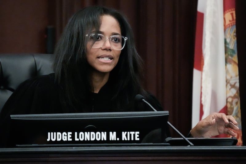 Judge London Kite explains things to potential jurors during the jury selection in the murder trial of Mario Fernandez Saldana, Monday, August 10, 2026 at the Duval County Court House in Jacksonville, Fla.  [Doug Engle/Florida Times-Union]