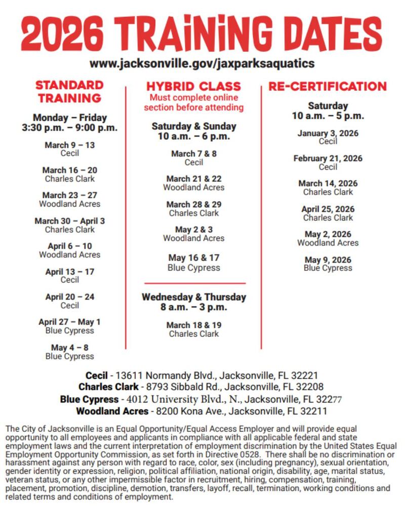 Jax lifeguard trainings 2026
