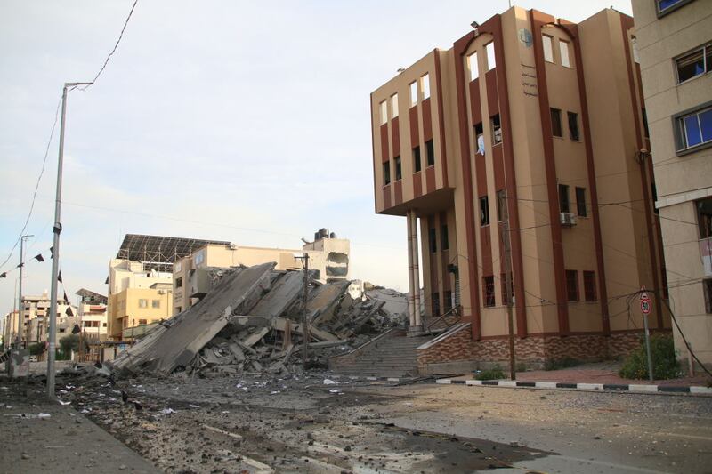 GAZA CITY, GAZA - OCTOBER 7: A general view of damage caused by Israeli air strikes on October 7, 2023 in Gaza City, Gaza. The Palestinian militant group Hamas launched a missile attack on Israel today, with fighters simultaneously crossing the border from Gaza. Israel has declared a state of war. (Photo By Ahmad Hasaballah/Getty Images)