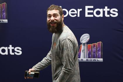 LAS VEGAS, NEVADA - FEBRUARY 11: American rapper and singer Post Malone arrives before Super Bowl LVIII at Allegiant Stadium on February 11, 2024 in Las Vegas, Nevada. (Photo by Tim Nwachukwu/Getty Images)