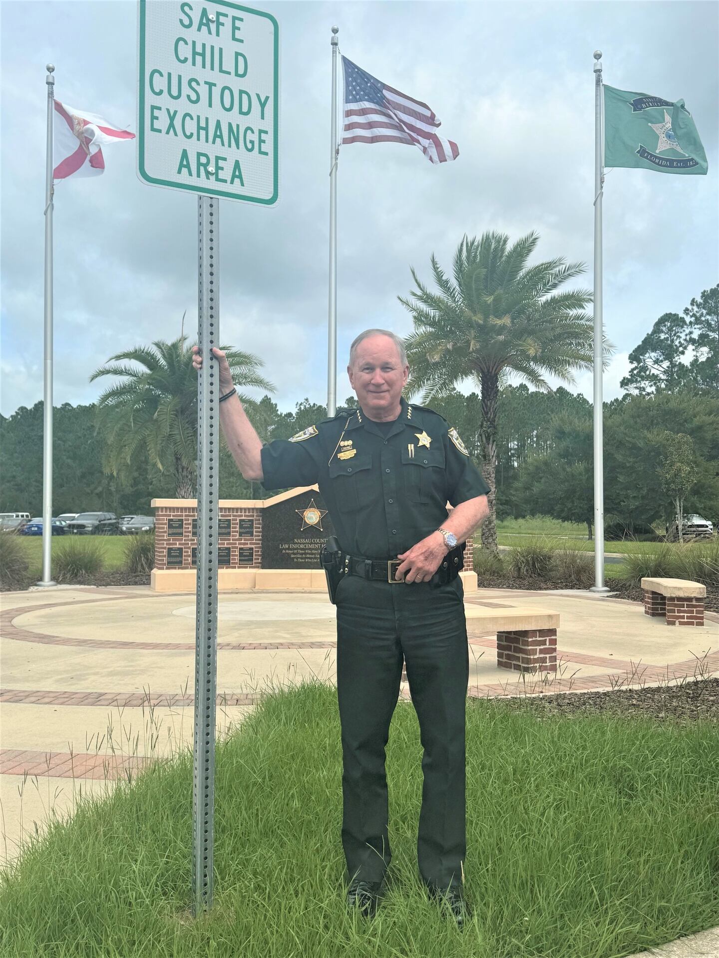 Sheriff Bill Leeper announced the opening of the Child Custody Exchange Safe Zone parking spot right in front of the sheriff's office.