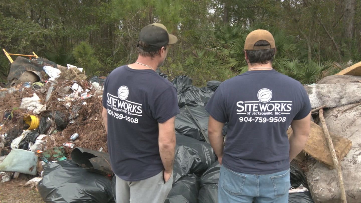 Piles of trash coming from Nearly 20 homeless cramps near St. Jones Town Center.