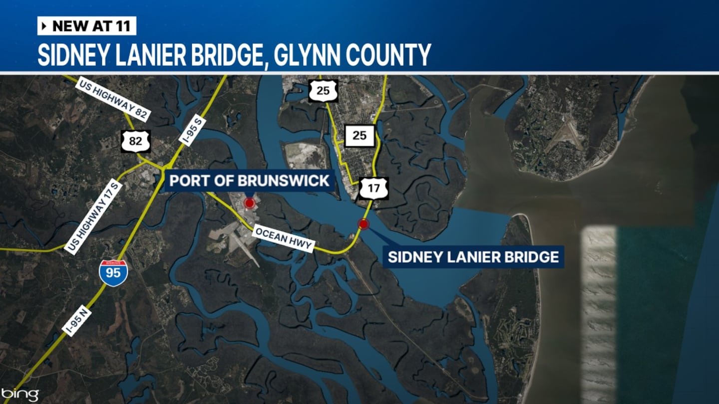 Location of Sidney Lanier Bridge in Glynn County.