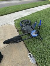 St. Johns County Sheriff's Office said a teenager riding an electric dirt bike failed to stop for a vehicle and was hit at Nocatee Village and Park Lake drives.