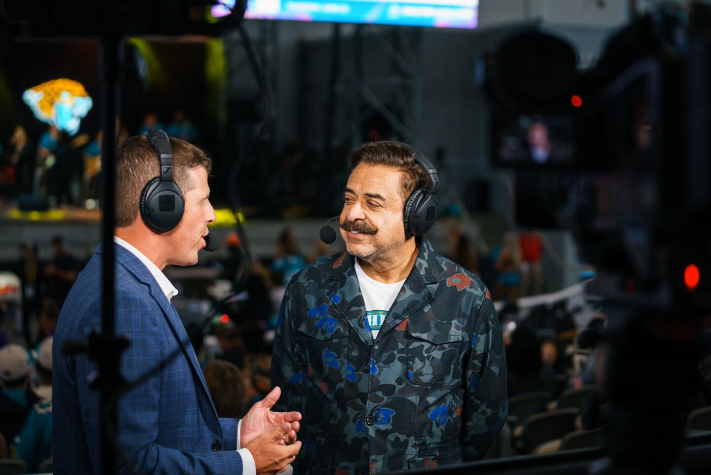 Action Sports Jax's Brent Martineau interviews Jacksonville Jaguars owner Shad Khan at the 2023 DUUUVAL Draft Party.