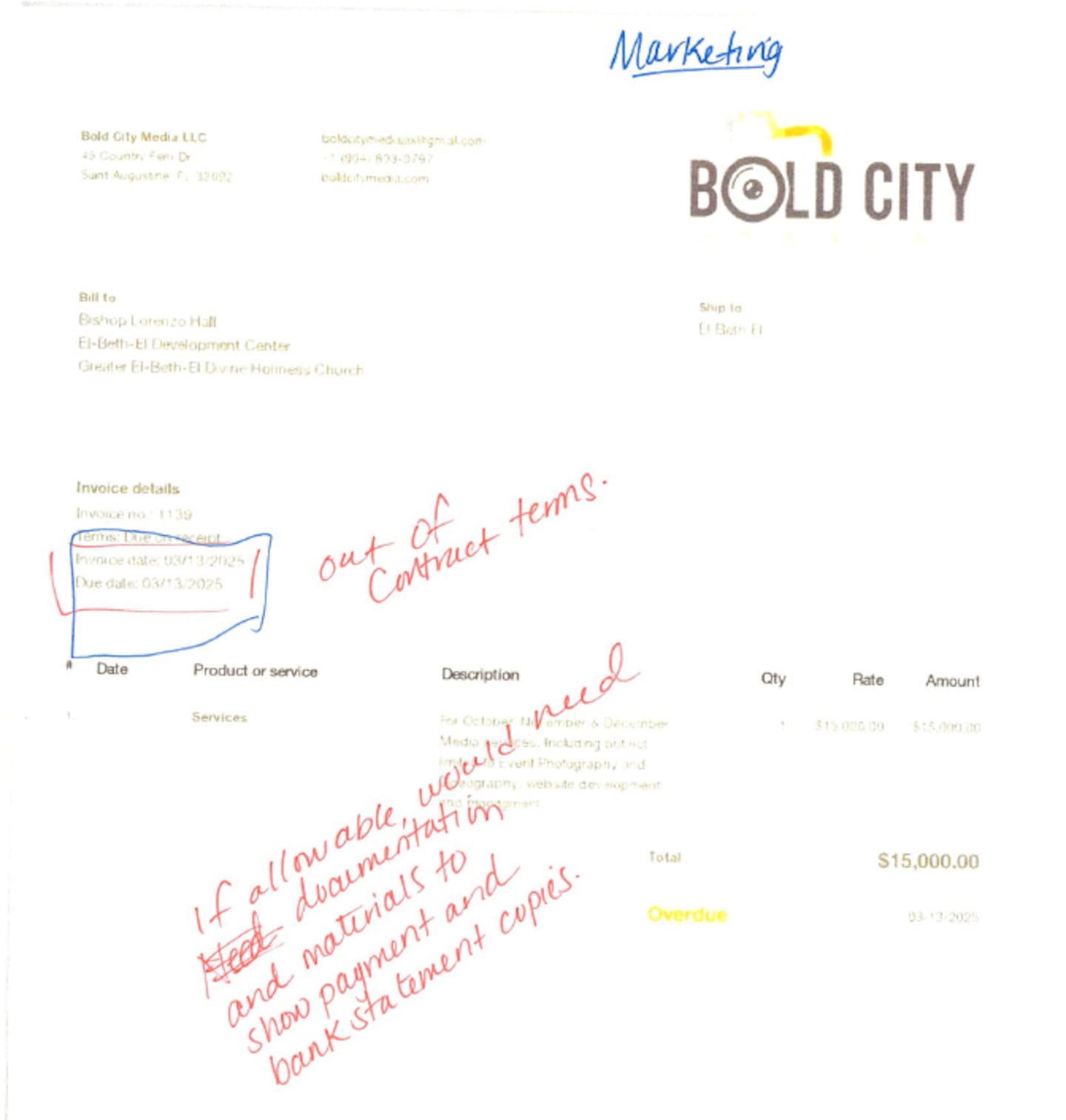 Bold City Media invoice 1