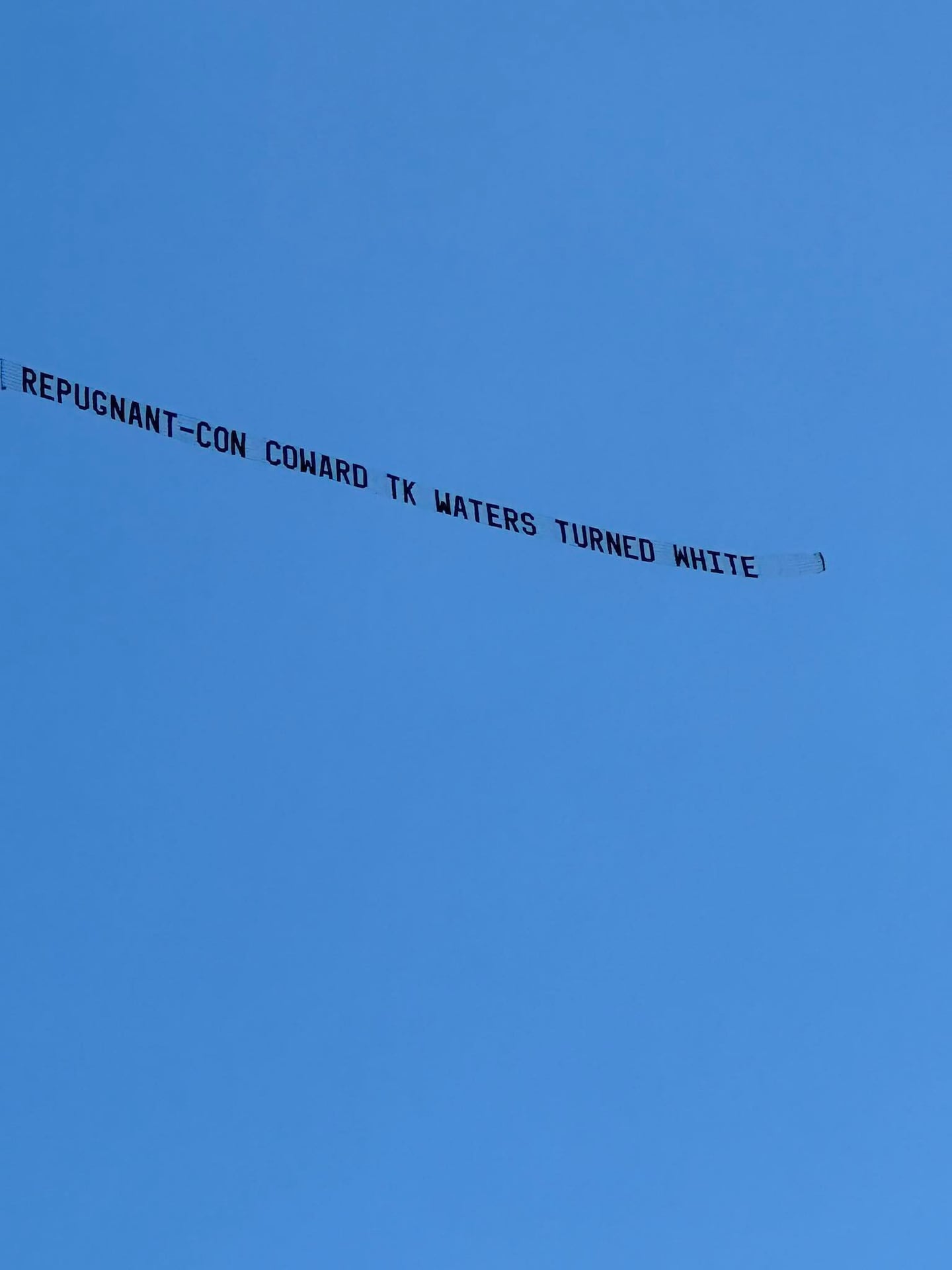 A plane flying a banner with an unflattering message about Jacksonville Sheriff TK Waters was spotted flying over downtown on Thursday afternoon.