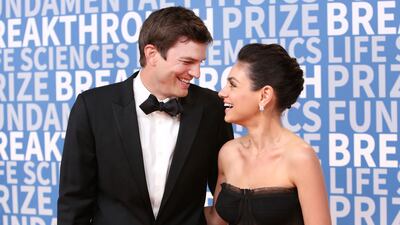 MOUNTAIN VIEW, CA - DECEMBER 03: Actors Ashton Kutcher (L) and Mila Kunis attend the 2018 Breakthrough Prize at NASA Ames Research Center on December 3, 2017 in Mountain View, California. (Photo by Jesse Grant/Getty Images)