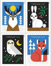 Th USPS released a set of new stamps depicting animals in the woodlands of North America.