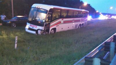 A charter bus carrying a minor league baseball team from Ft. Myers to Tennessee was involved in a crash on I-295 at Prichard Rd. No one on the bus was hurt. The driver who caused the crash died.