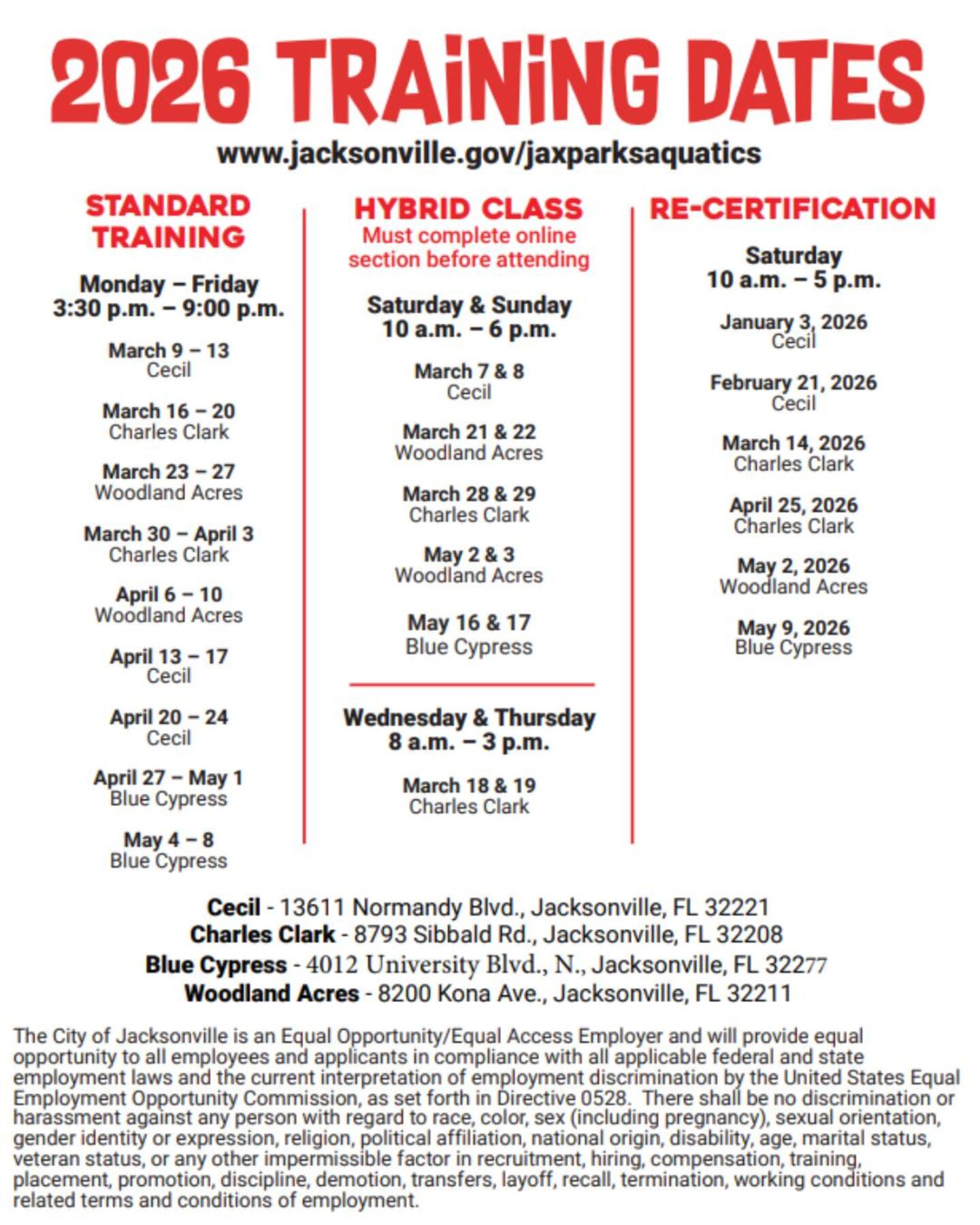 Jax lifeguard trainings 2026