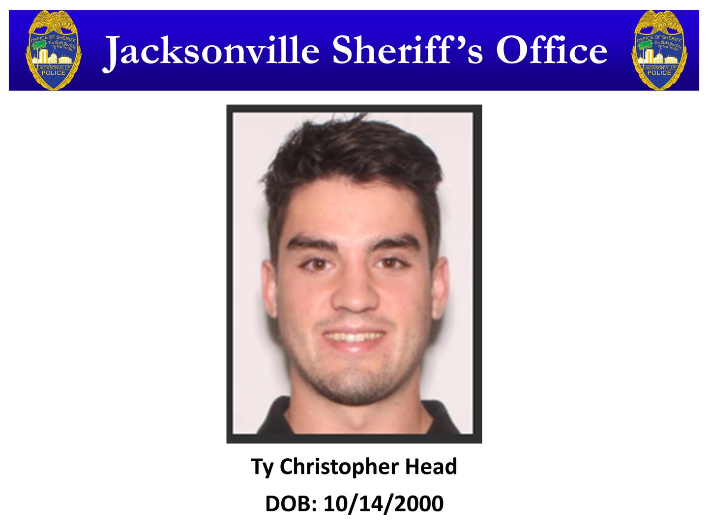 Jacksonville Sheriff's Office announces perpetrator in San Marco double murder, 22-year-old Ty Christopher Head.