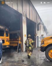 Jacksonville Fire Rescue crews responded about noon Tuesday to a fire at a Student Transportation of America depot in Jacksonville.